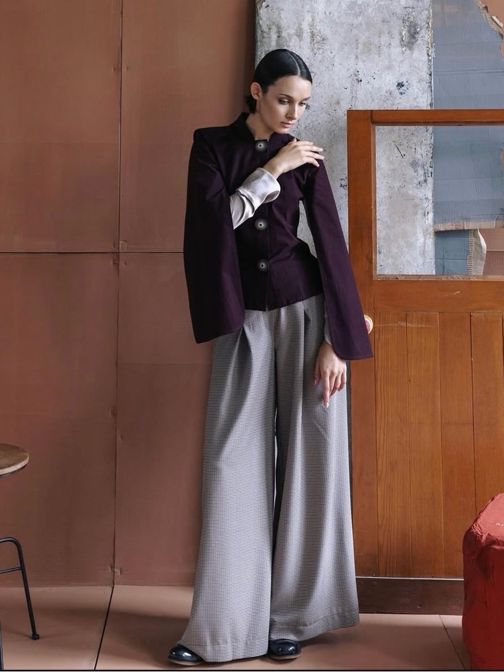 Julia Allert Plaid Fall Wide Leg Trousers